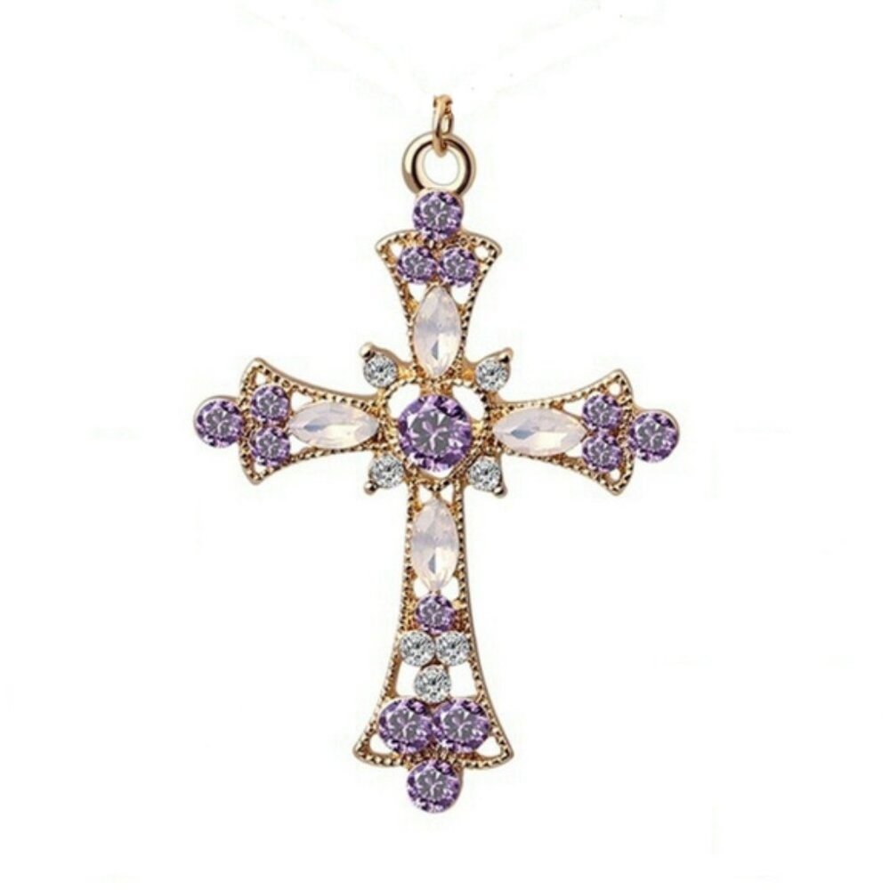 Necklace ~ Crystals & Opals ~ Gold ~ Cross